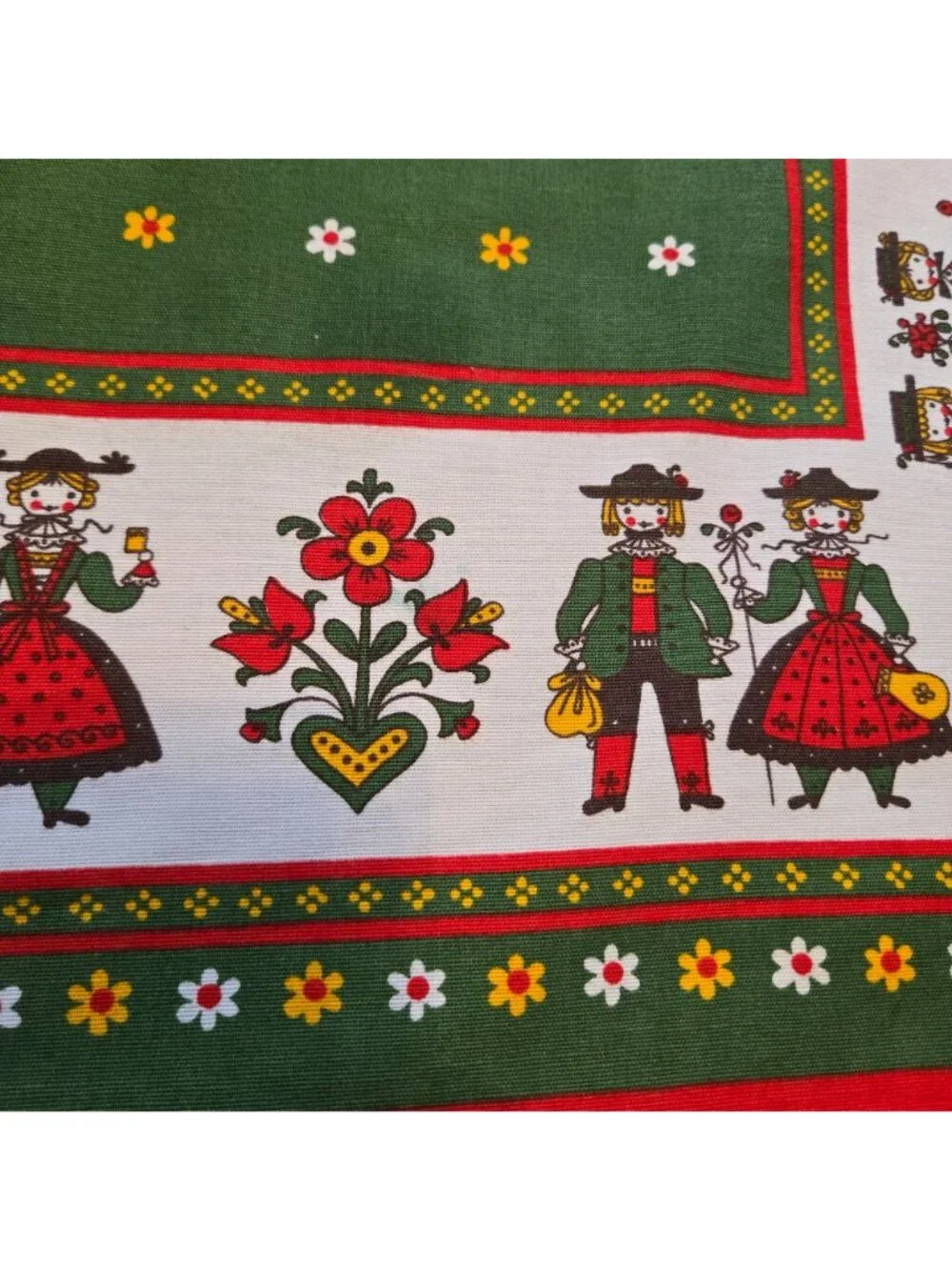 Vintage Kolf Folkloric Austrian Folk Art Scarf Tablecloth Cotton Austria
